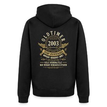 Geburtsjahr 2003 Geburtstag Oldtimer Top Zustand - Unisex Premium Bio Zip Hoodie - Schwarz - Hinten - Nico (187cm)