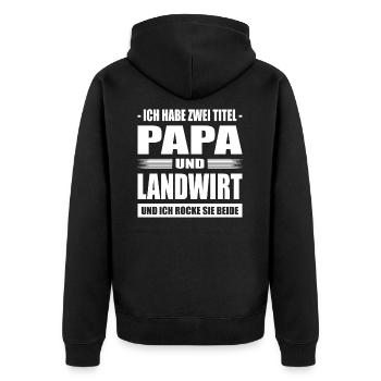 Zwei Titel Papa und Landwirt Vater Bauer Biobauer - Unisex Premium Bio Zip Hoodie - Schwarz - Hinten - Nico (187cm)