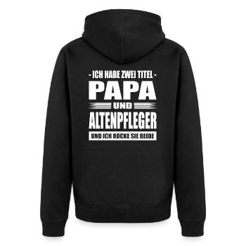 Zwei Titel Papa Und Altenpfleger Pflege Pfleger - Unisex Premium Bio Zip Hoodie - Schwarz - Hinten - Nico (187cm)