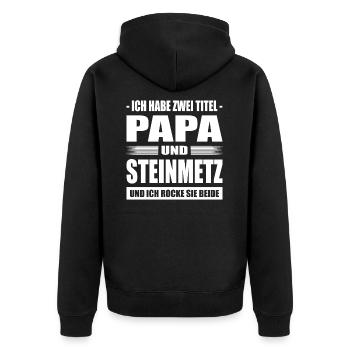 Ich Habe Zwei Titel Papa Und Stuckateur Steinhauer - Unisex Premium Bio Zip Hoodie - Schwarz - Hinten - Nico (187cm)