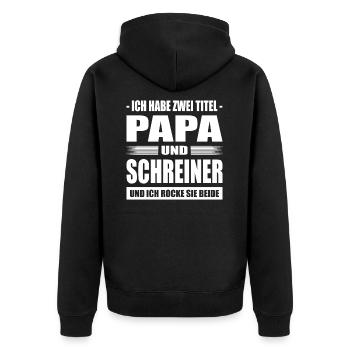 Ich Habe Zwei Titel Papa Und Schreiner Meister - Unisex Premium Bio Zip Hoodie - Schwarz - Hinten - Nico (187cm)