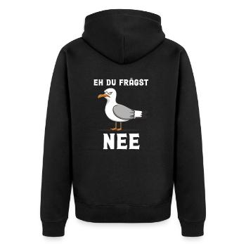 Avant que vous ne demandiez non, mouette - Veste à capuche bio Premium Unisexe - noir - Dos - Nico (187cm)