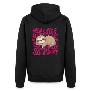 Mein offizielles Schlafshirt - Unisex Premium Bio Zip Hoodie - Schwarz - Hinten - Nico (187cm)
