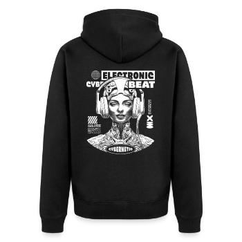 Futuristic techno t-shirt with sci-fi design - Unisex Premium Organic Zip Hoodie - black - Back - Nico (187cm)