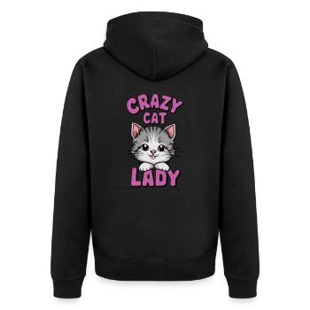 dame chat folle - Veste à capuche bio Premium Unisexe - noir - Dos - Nico (187cm)