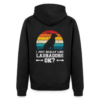 I really like labradors - Unisex Premium Bio Zip Hoodie - Schwarz - Hinten - Nico (187cm)