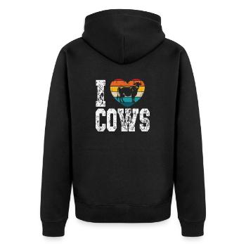 Ich mag Kühe - Unisex Premium Bio Zip Hoodie - Schwarz - Hinten - Nico (187cm)