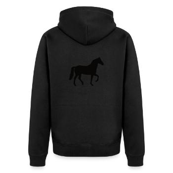 Ich mag Pferde - Unisex Premium Bio Zip Hoodie - Schwarz - Hinten - Nico (187cm)