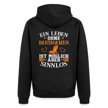 Ein Leben ohne Bartagamen - Unisex Premium Bio Zip Hoodie - Schwarz - Hinten - Nico (187cm)