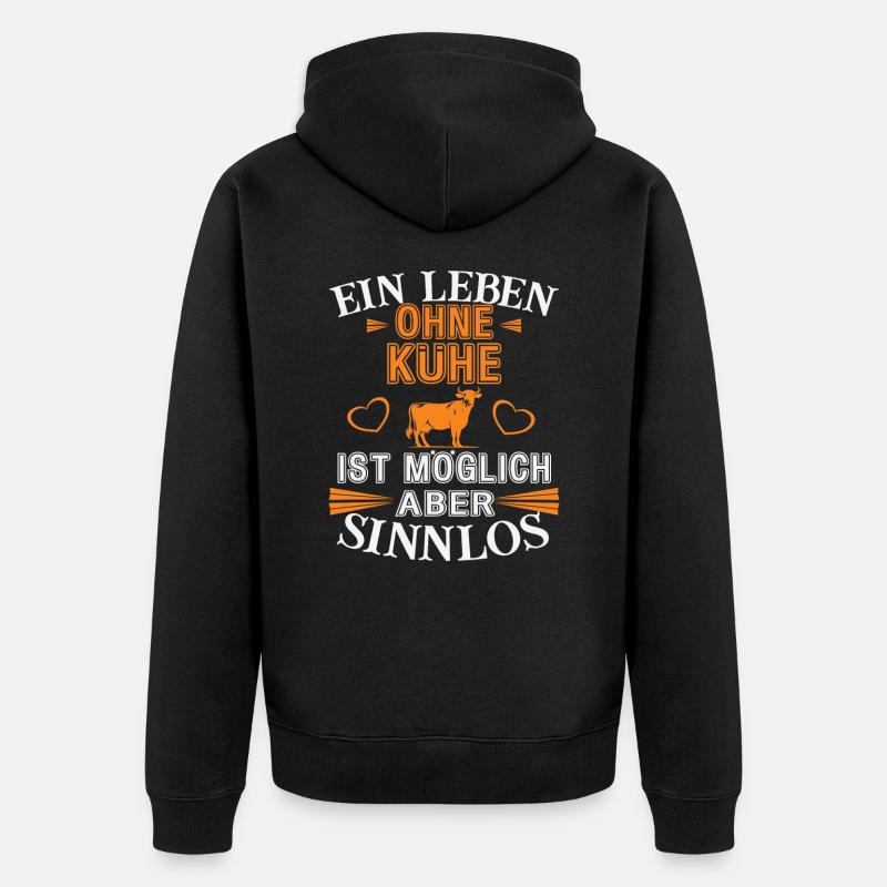 Ein Leben ohne Kühe - Unisex Premium Bio Zip Hoodie - Schwarz