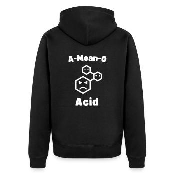 A-Mean-O Acid Lustiges Chemie Lehrer Chemiker - Unisex Premium Bio Zip Hoodie - Schwarz - Hinten - Nico (187cm)