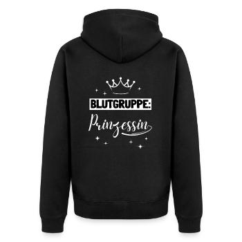 Blood Type Princess Funny Women - Unisex Premium Organic Zip Hoodie - black - Back - Nico (187cm)