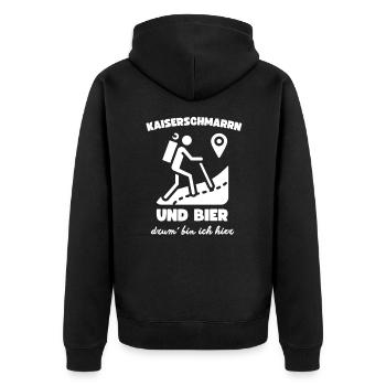 Kaiserschmarrn Und Bier Drum Bin Ich Hier Austria - Unisex Premium Bio Zip Hoodie - Schwarz - Hinten - Nico (187cm)