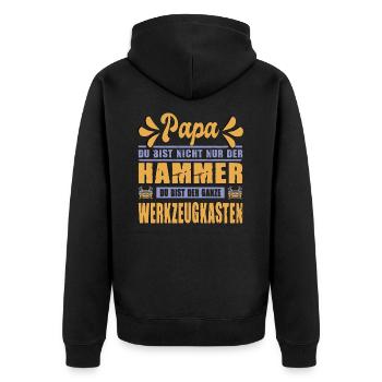 Papa Du Bist Nicht Nur Der Hammer Werkzeugkasten - Unisex Premium Bio Zip Hoodie - Schwarz - Hinten - Nico (187cm)