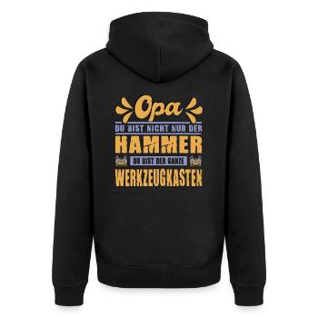 Opa Du Bist Nicht Nur Der Hammer Werkzeugkasten - Unisex Premium Bio Zip Hoodie - Schwarz - Hinten - Nico (187cm)