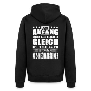 Am Anfang Waren Alle Gleich KFZ-Mechatroniker Kfz - Unisex Premium Bio Zip Hoodie - Schwarz - Hinten - Nico (187cm)