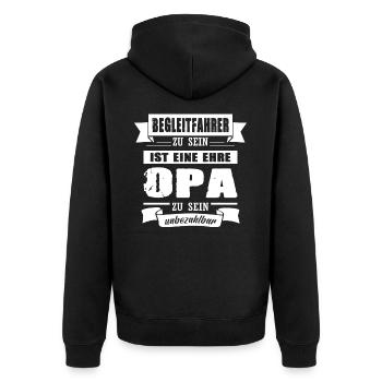 Begleitfahrer Zu Sein Ist Eine Ehre LKW-Fahrer Opa - Unisex Premium Bio Zip Hoodie - Schwarz - Hinten - Nico (187cm)