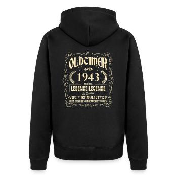Oldtimer 1943 Geburtstag Lebende Legende Vintage - Unisex Premium Bio Zip Hoodie - Schwarz - Hinten - Nico (187cm)