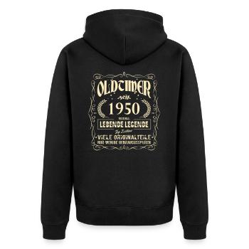 Oldtimer 1950 Geburtstag Lebende Legende Vintage - Unisex Premium Bio Zip Hoodie - Schwarz - Hinten - Nico (187cm)