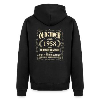 Oldtimer 1958 Geburtstag Lebende Legende Vintage - Unisex Premium Bio Zip Hoodie - Schwarz - Hinten - Nico (187cm)