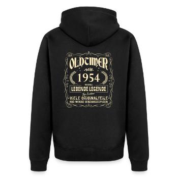 Oldtimer 1954 Geburtstag Lebende Legende Vintage - Unisex Premium Bio Zip Hoodie - Schwarz - Hinten - Nico (187cm)
