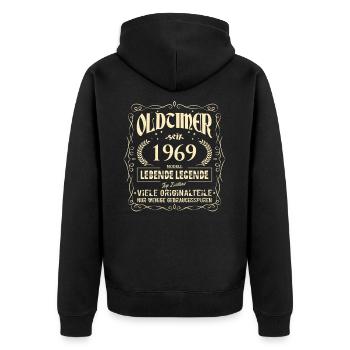 Oldtimer 1969 Geburtstag Lebende Legende Vintage - Unisex Premium Bio Zip Hoodie - Schwarz - Hinten - Nico (187cm)
