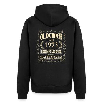 Oldtimer 1973 Geburtstag Lebende Legende Vintage - Unisex Premium Bio Zip Hoodie - Schwarz - Hinten - Nico (187cm)