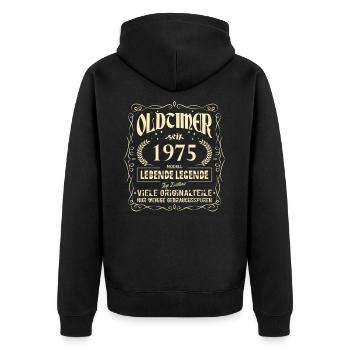 Oldtimer 1975 Geburtstag Lebende Legende Vintage - Unisex Premium Bio Zip Hoodie - Schwarz - Hinten - Nico (187cm)