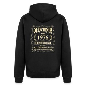 Oldtimer 1976 Geburtstag Lebende Legende Vintage - Unisex Premium Bio Zip Hoodie - Schwarz - Hinten - Nico (187cm)