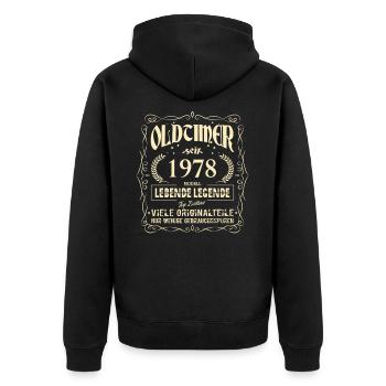Oldtimer 1978 Geburtstag Lebende Legende Vintage - Unisex Premium Bio Zip Hoodie - Schwarz - Hinten - Nico (187cm)