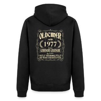 Oldtimer 1977 Geburtstag Lebende Legende Vintage - Unisex Premium Bio Zip Hoodie - Schwarz - Hinten - Nico (187cm)