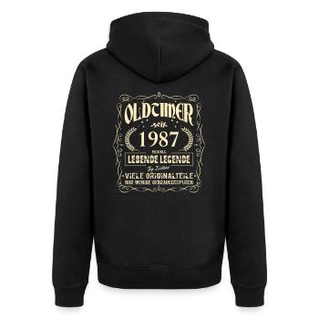 Oldtimer 1987 Geburtstag Lebende Legende Vintage - Unisex Premium Bio Zip Hoodie - Schwarz - Hinten - Nico (187cm)