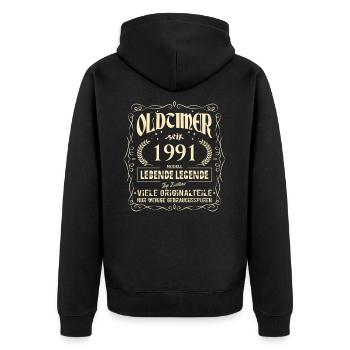 Oldtimer 1991 Geburtstag Lebende Legende Vintage - Unisex Premium Bio Zip Hoodie - Schwarz - Hinten - Nico (187cm)