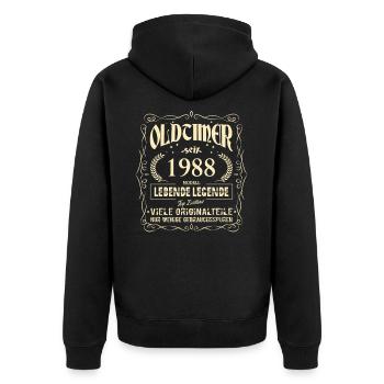 Oldtimer 1988 Geburtstag Lebende Legende Vintage - Unisex Premium Bio Zip Hoodie - Schwarz - Hinten - Nico (187cm)