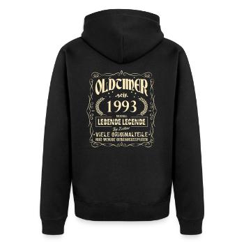 Oldtimer 1993 Geburtstag Lebende Legende Vintage - Unisex Premium Bio Zip Hoodie - Schwarz - Hinten - Nico (187cm)