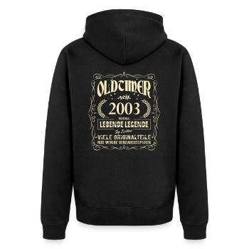 Oldtimer 2003 Geburtstag Lebende Legende Vintage - Unisex Premium Bio Zip Hoodie - Schwarz - Hinten - Nico (187cm)