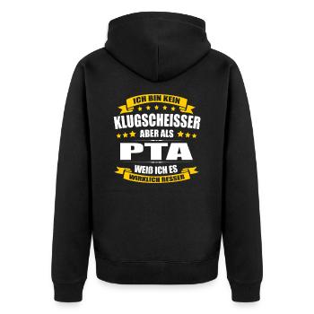 Ich Bin Kein Klugscheisser PTA Assistent - Unisex Premium Bio Zip Hoodie - Schwarz - Hinten - Nico (187cm)