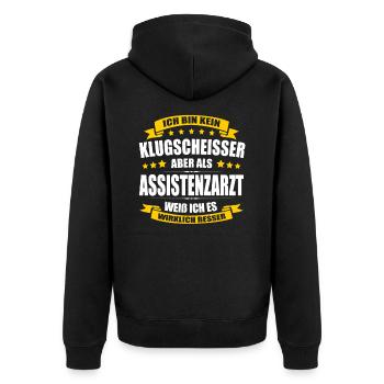 Ich Bin Kein Klugscheisser Assistenzarzt Arzt - Unisex Premium Bio Zip Hoodie - Schwarz - Hinten - Nico (187cm)