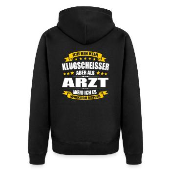 Ich Bin Kein Klugscheisser Arzt Abschluss Facharzt - Unisex Premium Bio Zip Hoodie - Schwarz - Hinten - Nico (187cm)