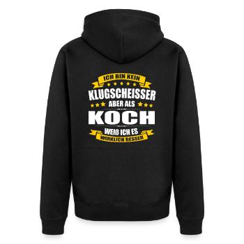 Ich Bin Kein Klugscheisser Koch Geselle Spruch - Unisex Premium Bio Zip Hoodie - Schwarz - Hinten - Nico (187cm)