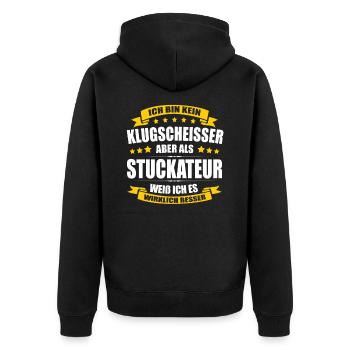 Ich Bin Kein Klugscheisser Stuckateur Meister - Unisex Premium Bio Zip Hoodie - Schwarz - Hinten - Nico (187cm)