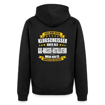 Ich Bin Kein Klugscheisser Gas-Wasser-Installateur - Unisex Premium Bio Zip Hoodie - Schwarz - Hinten - Nico (187cm)