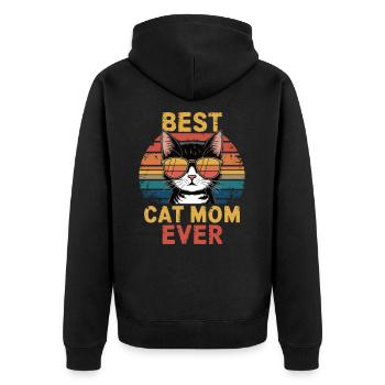 Best cat mom - Unisex Premium Organic Zip Hoodie - black - Back - Nico (187cm)