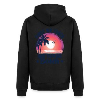 Erst unterrichten wir, dann Strand Lehrer Urlaub - Unisex Premium Bio Zip Hoodie - Schwarz - Hinten - Nico (187cm)