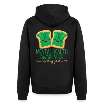 Mental Health Awareness Is My Jam - Unisex Premium Organic Zip Hoodie - black - Back - Nico (187cm)