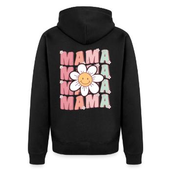 Cute Groovy Mama Retro Daisy Flower - Unisex Premium Organic Zip Hoodie - black - Back - Nico (187cm)