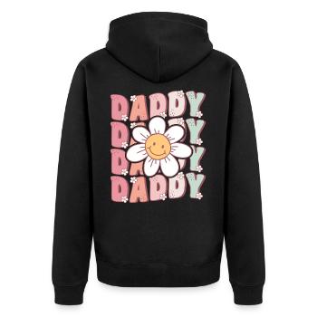 Cute Groovy Daddy Retro Daisy Flower - Unisex Premium Organic Zip Hoodie - black - Back - Nico (187cm)