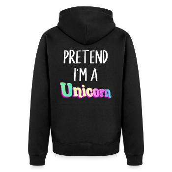 Pretend I'm A Unicorn Halloween Costume - Unisex Premium Organic Zip Hoodie - black - Back - Nico (187cm)
