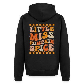 Little Miss Kürbisgewürz Groovy Herbst - Unisex Premium Bio Zip Hoodie - Schwarz - Hinten - Nico (187cm)