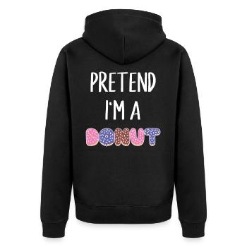 Tu so, als wäre ich ein Donut Lustiges Donut-Kostüm - Unisex Premium Bio Zip Hoodie - Schwarz - Hinten - Nico (187cm)